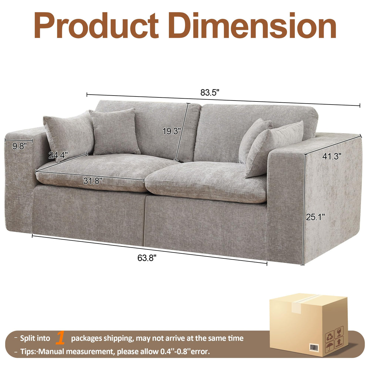 Light Grey Chenille Modular Sectional Sofa Q1836