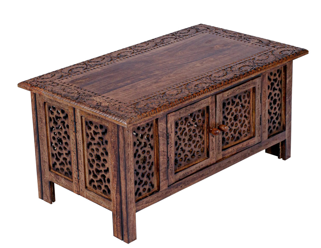Hand-Carved Mango Wood Coffee Table A423594