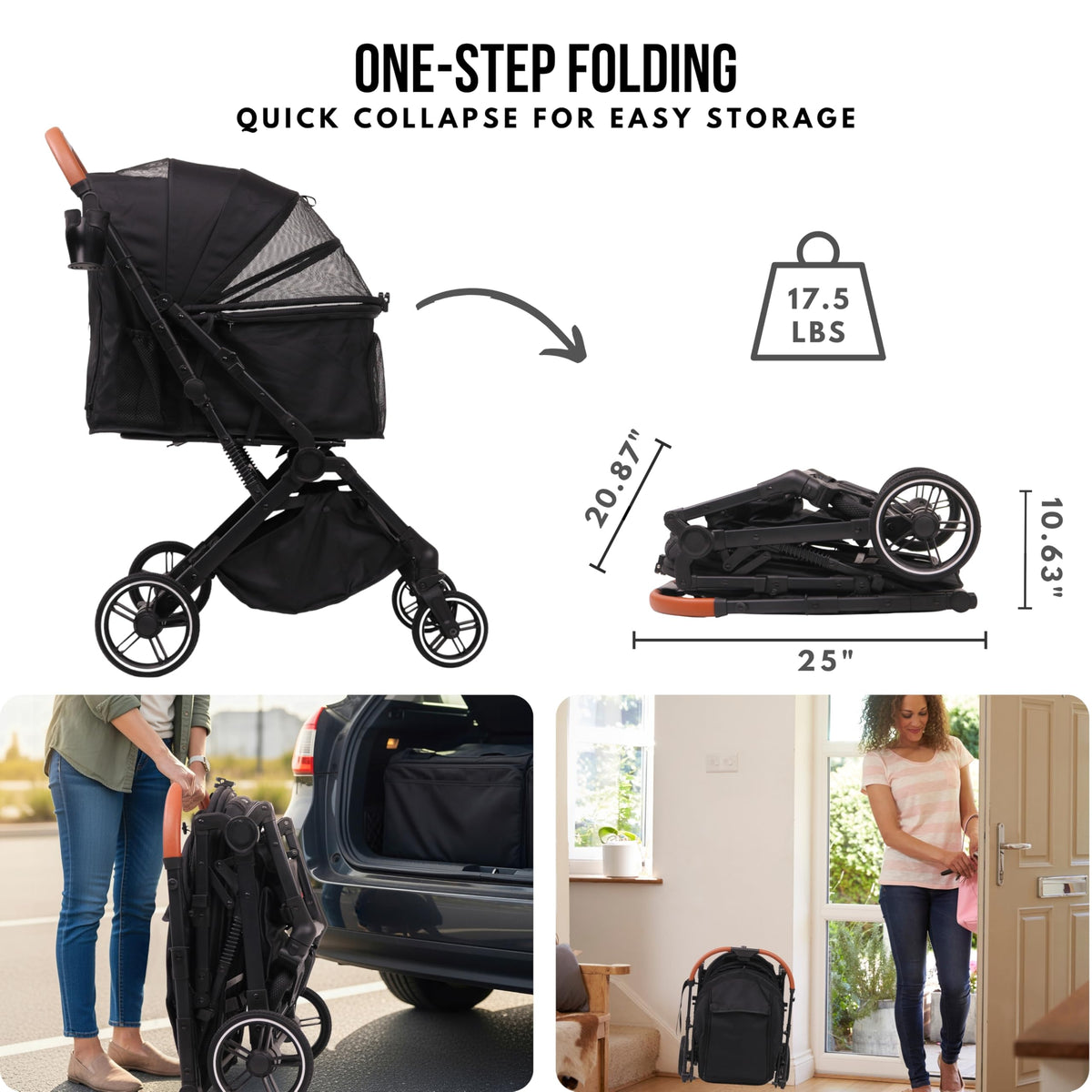 Foldable Dog Stroller 35 lbs Grey R939601