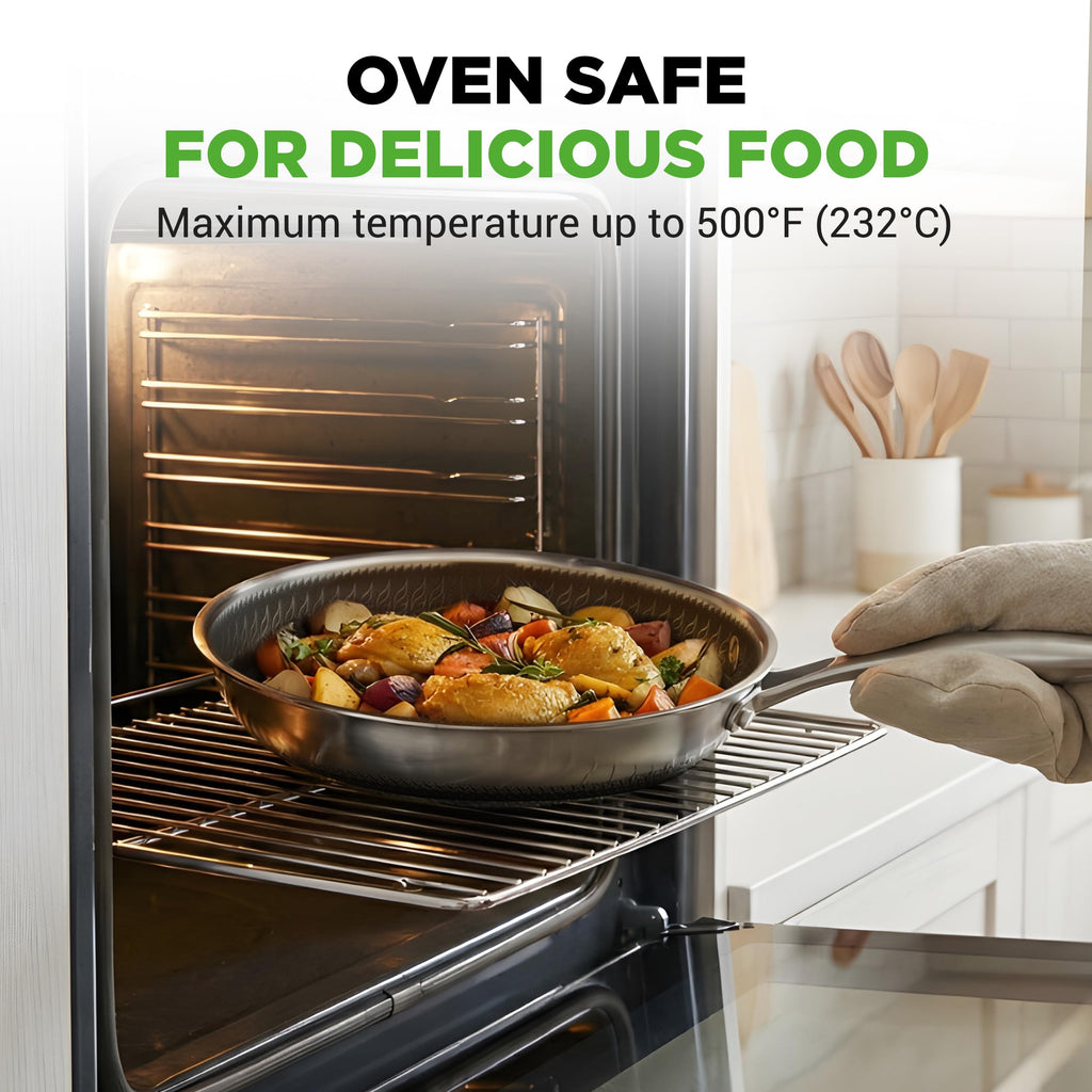 7-Piece Tri-Ply Stainless Steel Frying Pan Set & Wok P98085