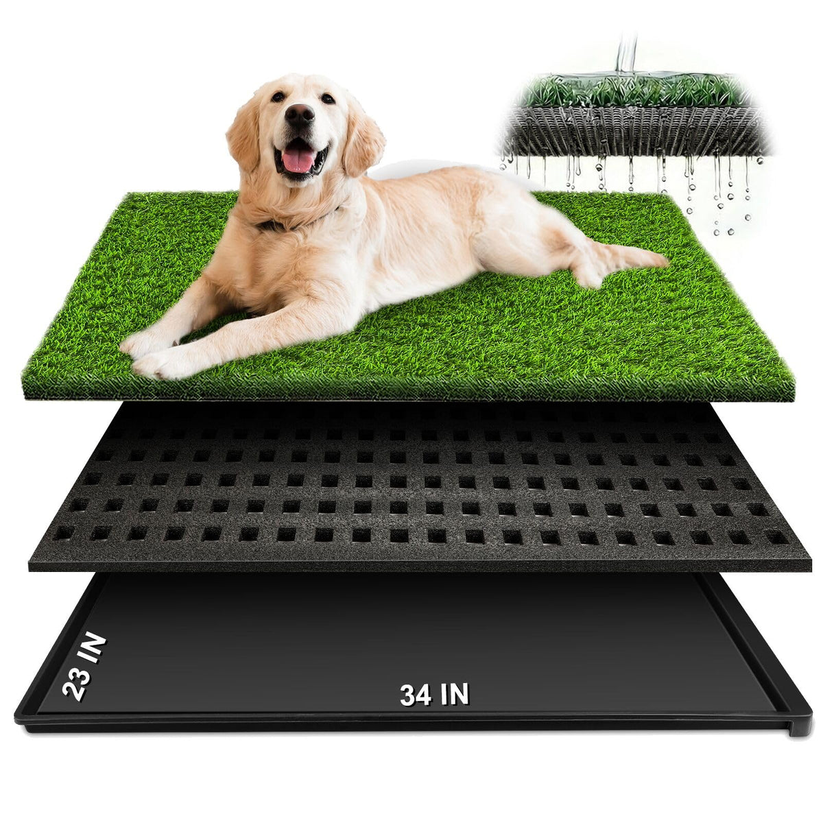 34''X23'' Artificial Turf Dog Grass Pad with Tray K856963