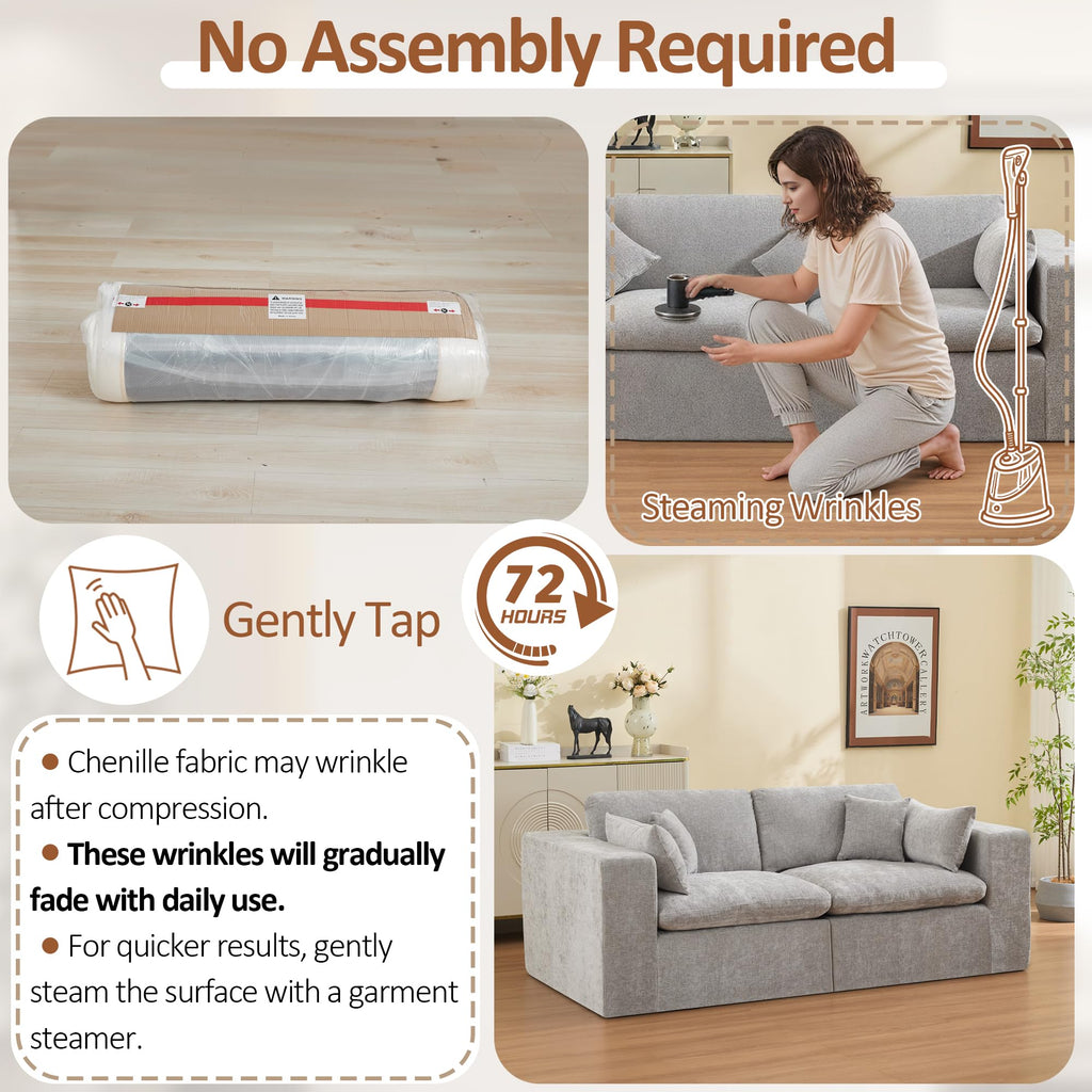 Light Grey Chenille Modular Sectional Sofa Q1836