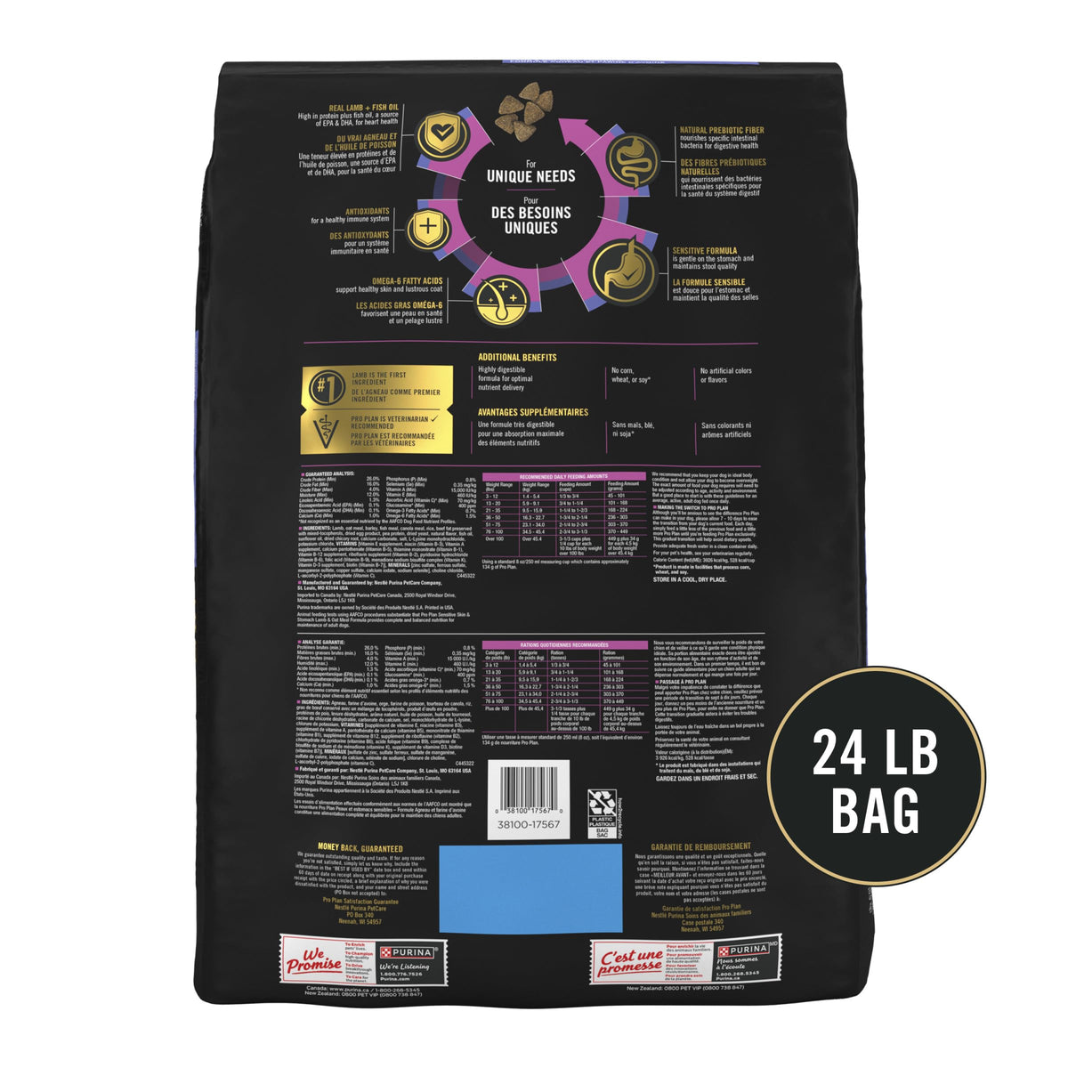 Sensitive Skin & Stomach Dry Dog Food, Lamb, 24 lb Bag T2525