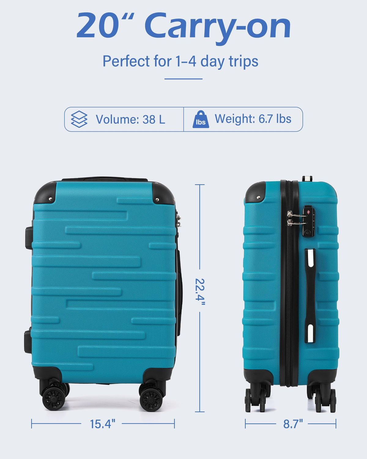 Hardside ABS Luggage with TSA Lock and Spinner Wheels N984
