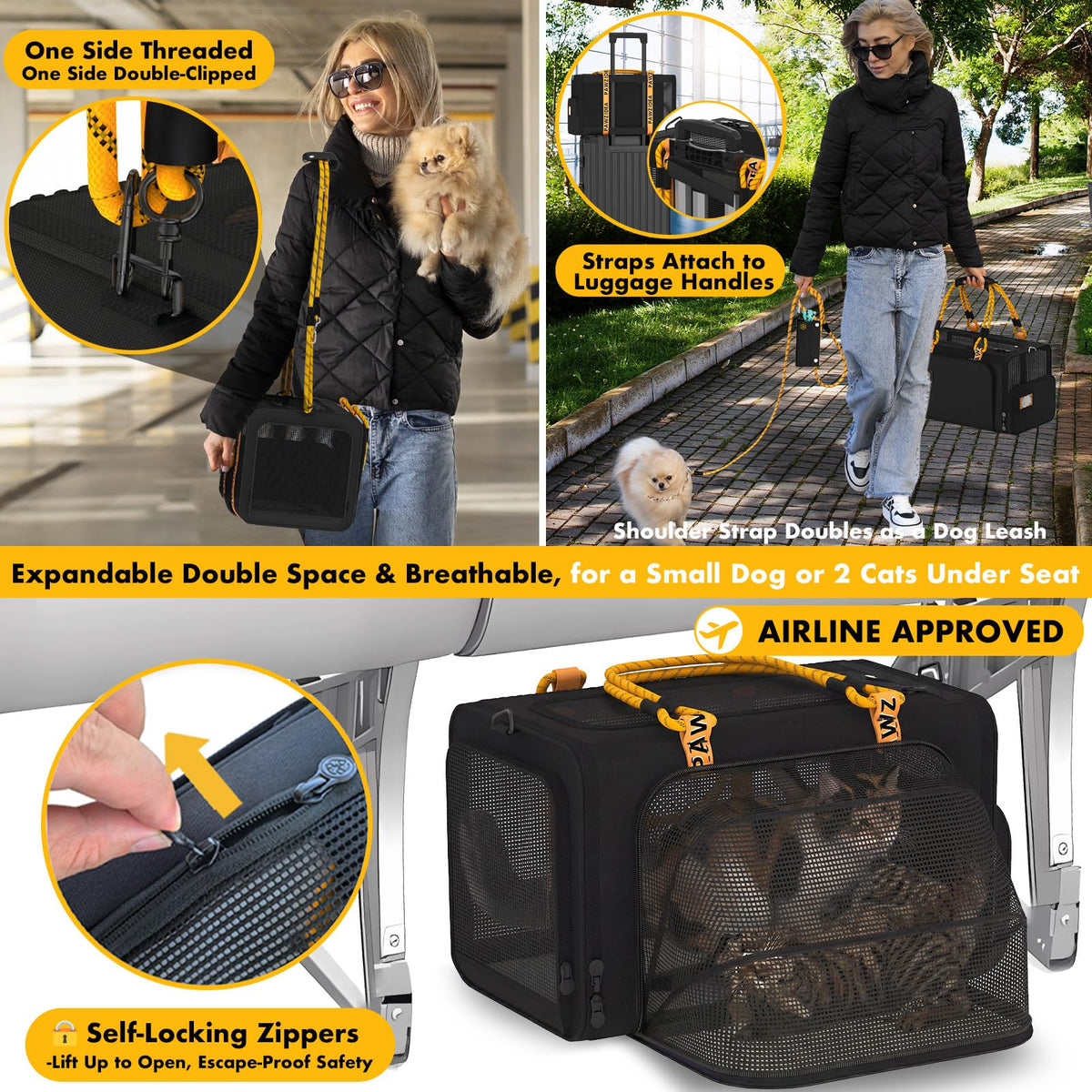 Double Pet Stroller with 2 Detachable Carrier O297736
