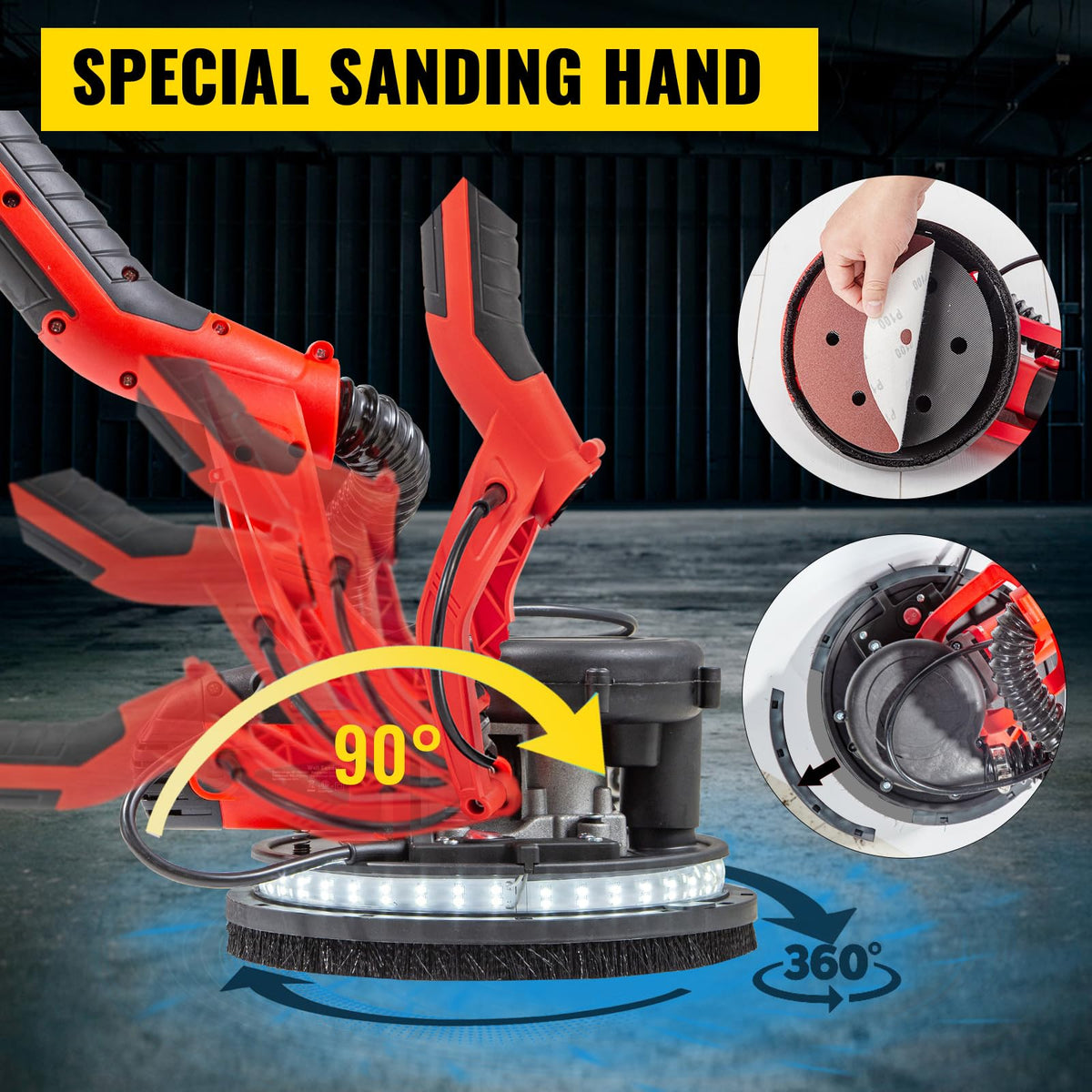 850W Variable Speed Electric Drywall Sander with Vacuum Bag B52348