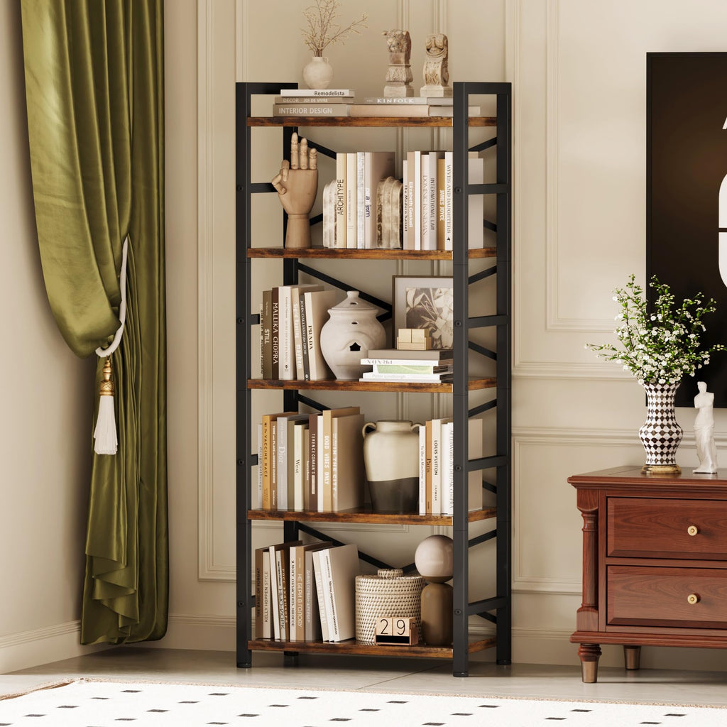 5 Tier Wood and Metal Bookshelf X265861