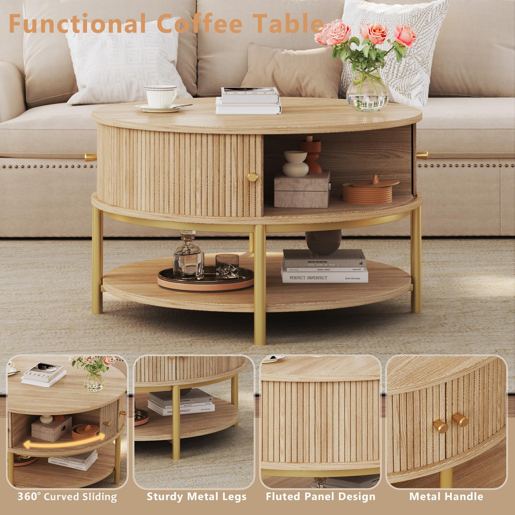 Round Coffee Table with Storage Q891