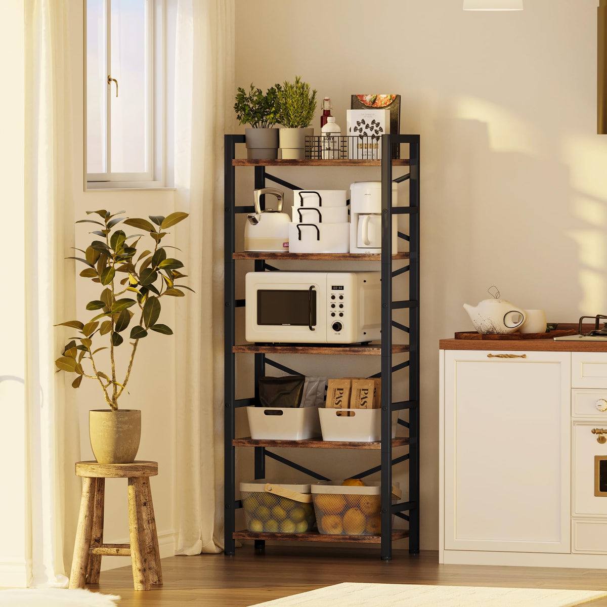 5 Tier Wood and Metal Bookshelf X265861