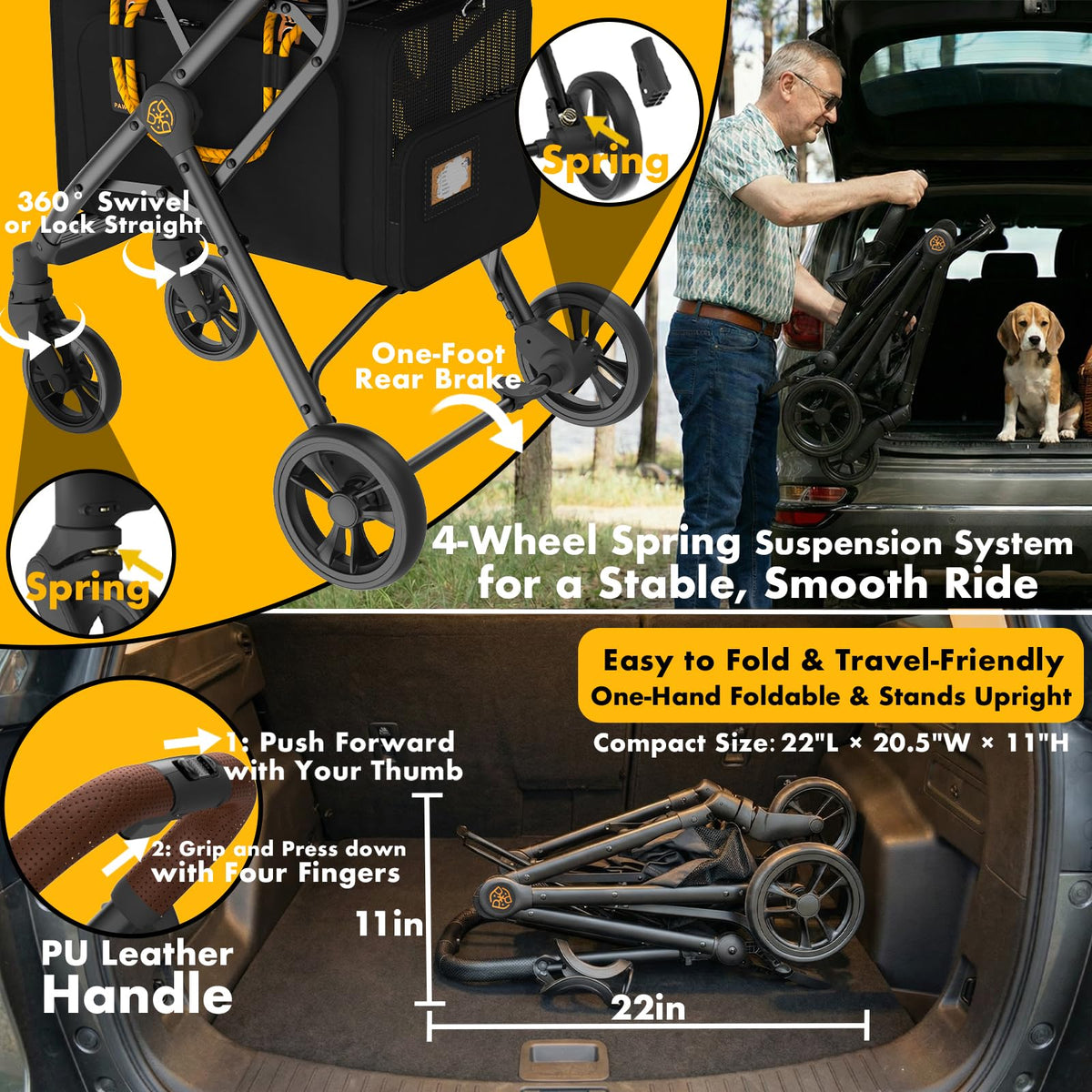 Double Pet Stroller with 2 Detachable Carrier O297736