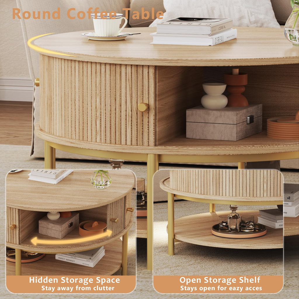 Round Coffee Table with Storage Q891