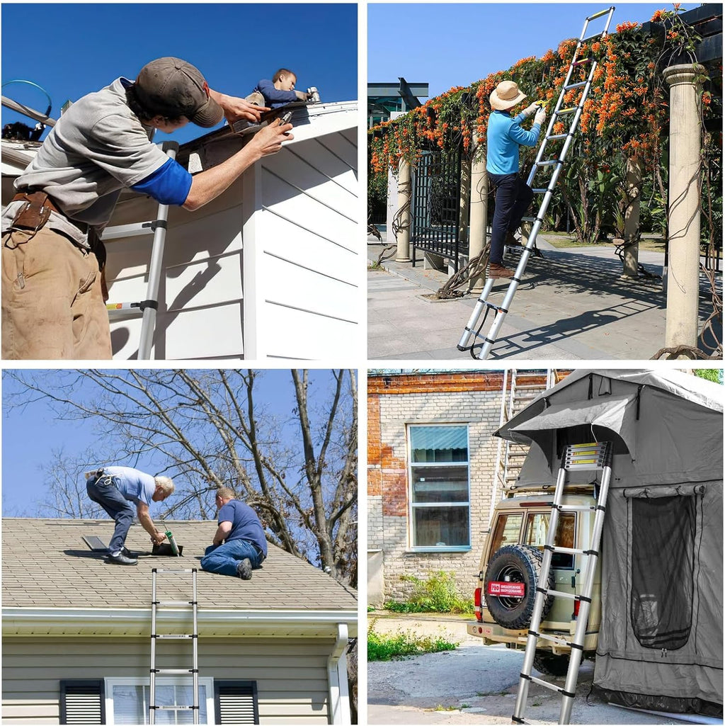 16.5FT Aluminum Telescoping Ladder 300 lbs N4524