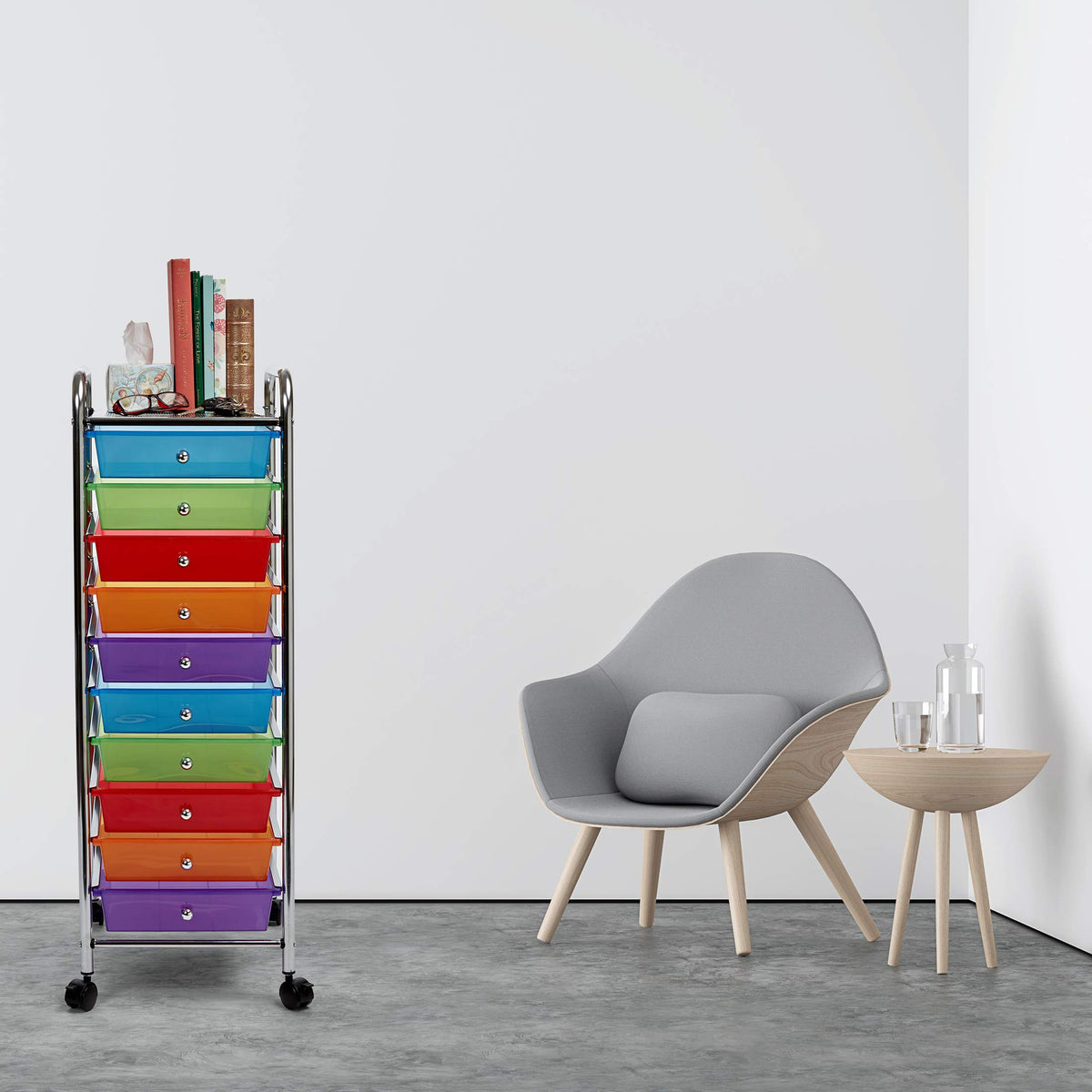 10 Drawer Rolling Storage Cart H750