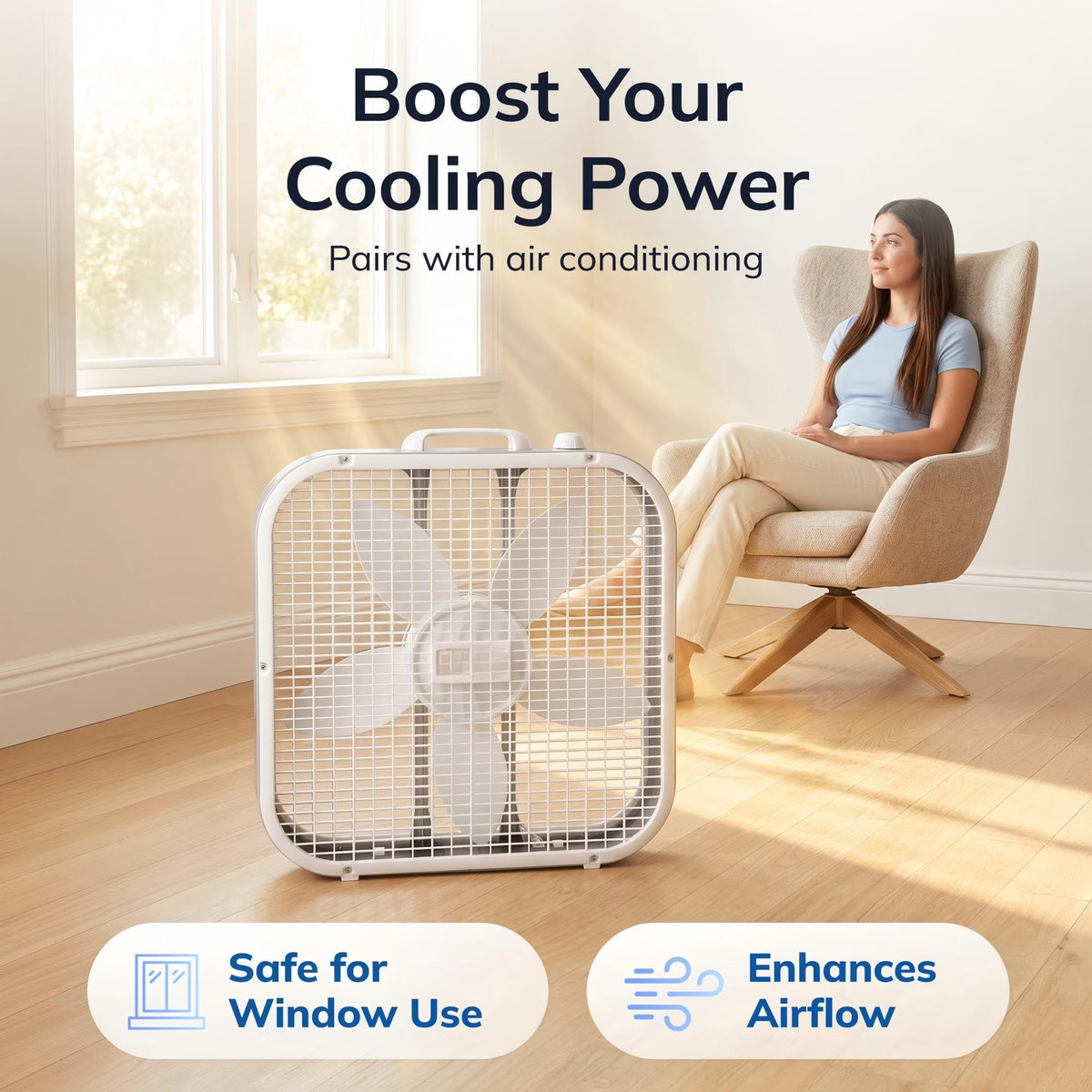 20 Inch White Box Fan V801331