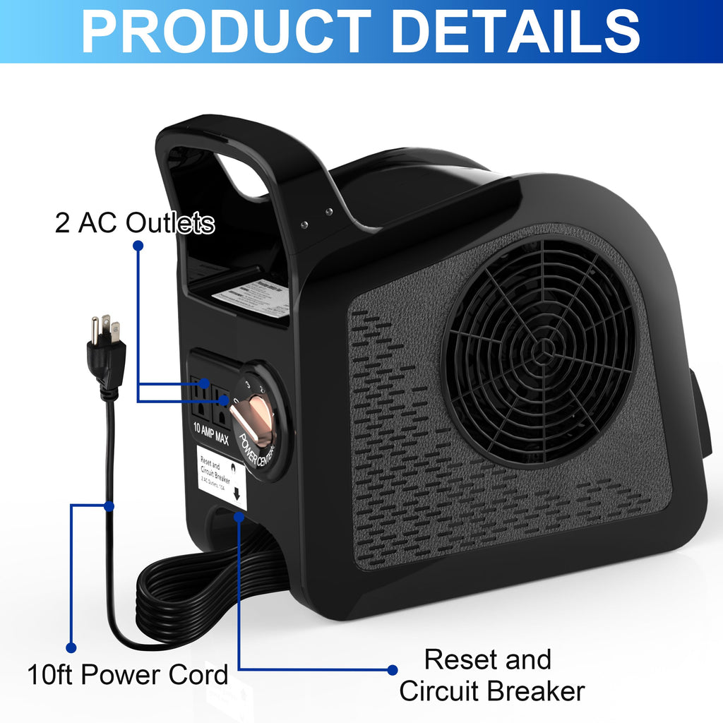 Portable High Velocity Floor Fan with 3 Speeds, Black W582
