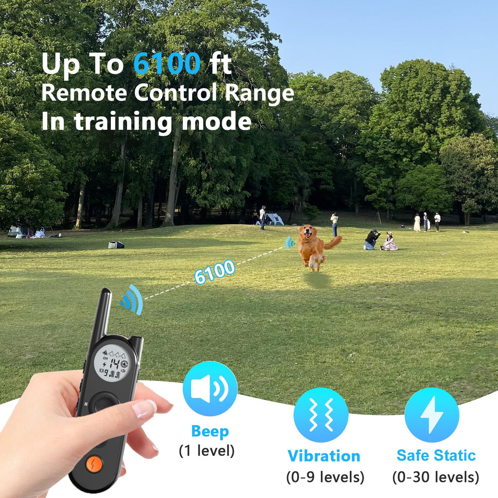 Wireless Dog Fence & Training Collar for 2 Dogs, IPX7 Waterproof, Black A495
