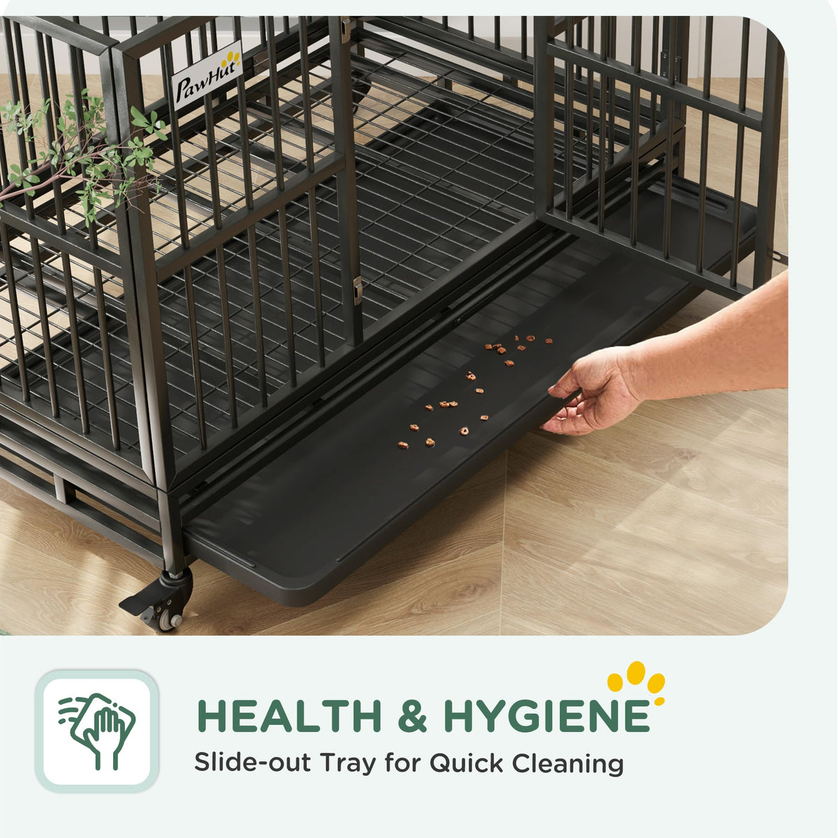 48" Heavy Duty Metal Dog Crate with Lockable Wheels R398871