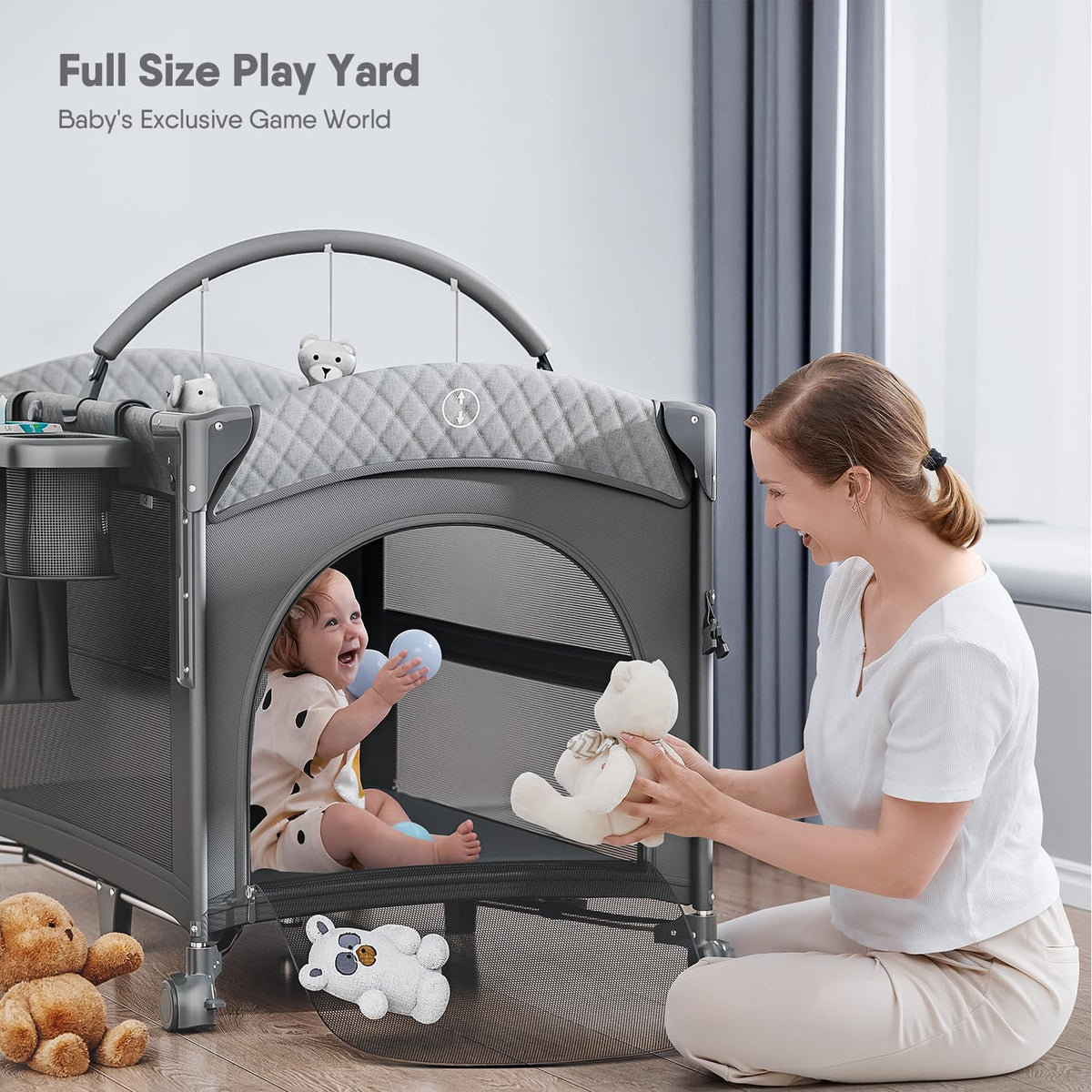 Baby Bassinet, Pack n Play, Bedside Crib Sleeper, Diaper Changer V227
