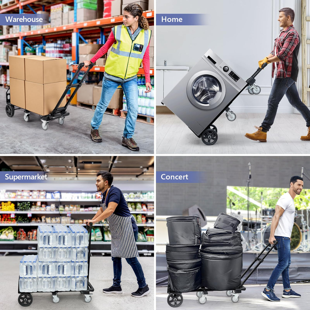 3-in-1 Convertible Dolly Cart 600LB Hand Truck with 6 Wheels Y605