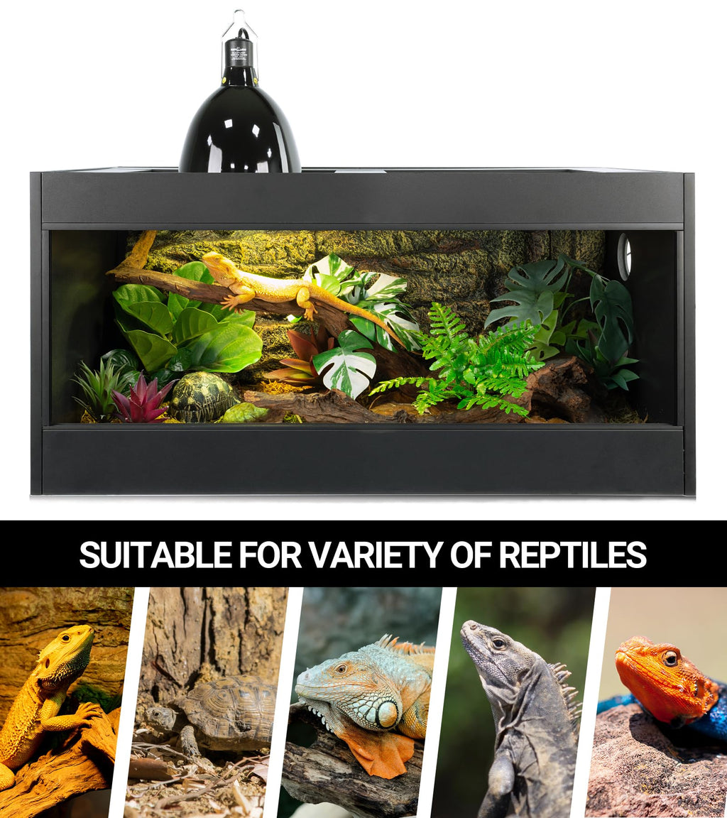 160W Reptile Heat Lamp UVA UVB Bulbs with 8.5 Inch Light Fixture D6491