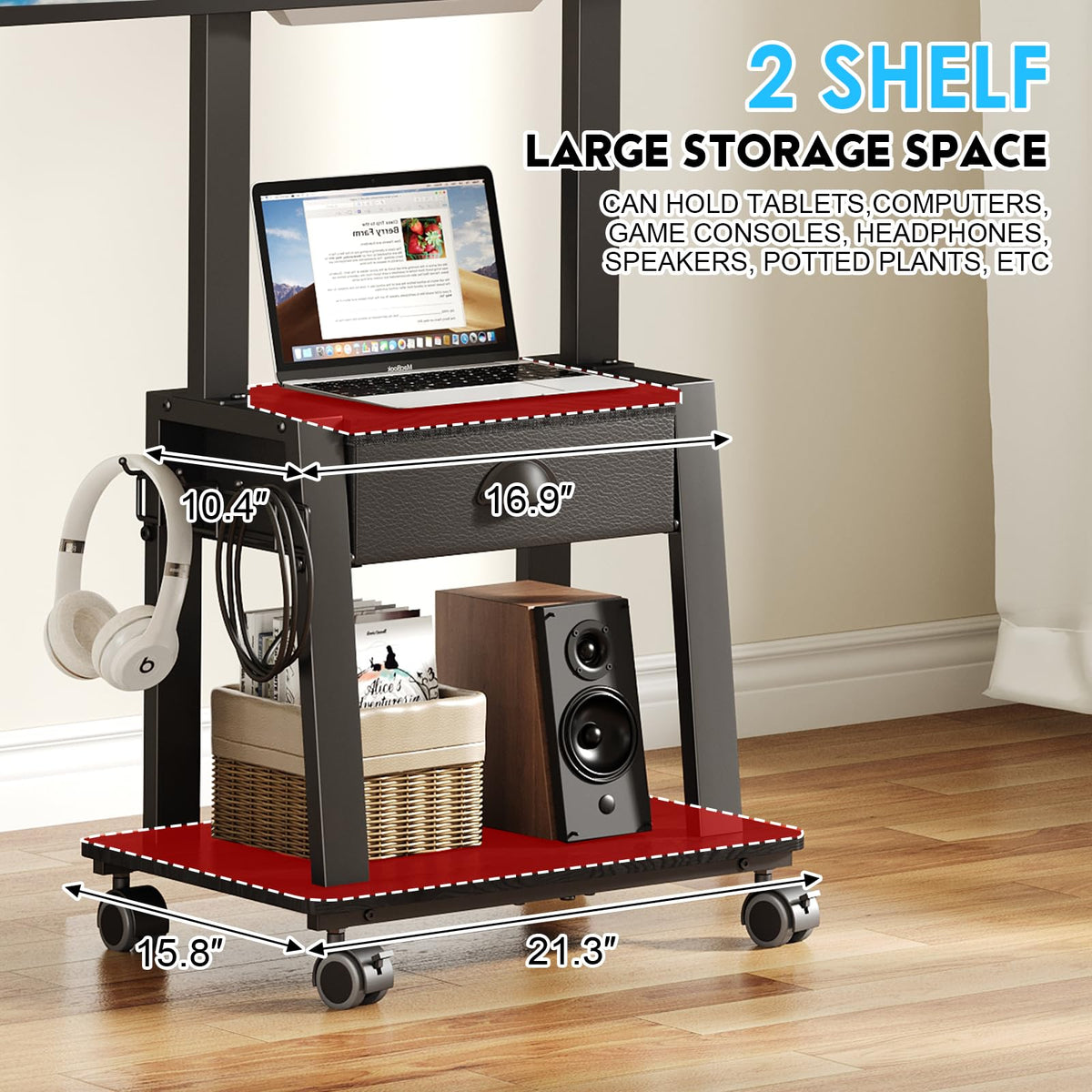 23-60 Inch Mobile TV Stand with Drawer L73046