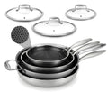 7-Piece Tri-Ply Stainless Steel Frying Pan Set & Wok P98085