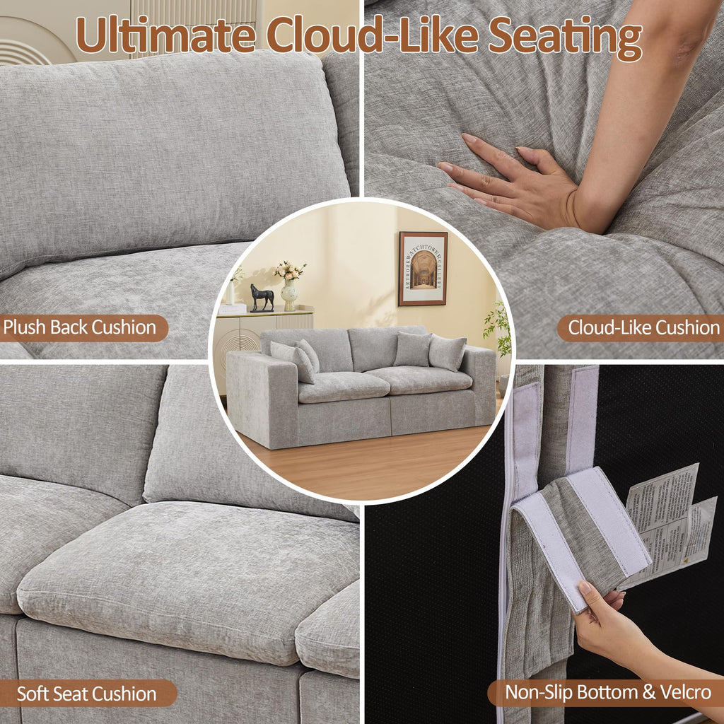 Light Grey Chenille Modular Sectional Sofa Q1836