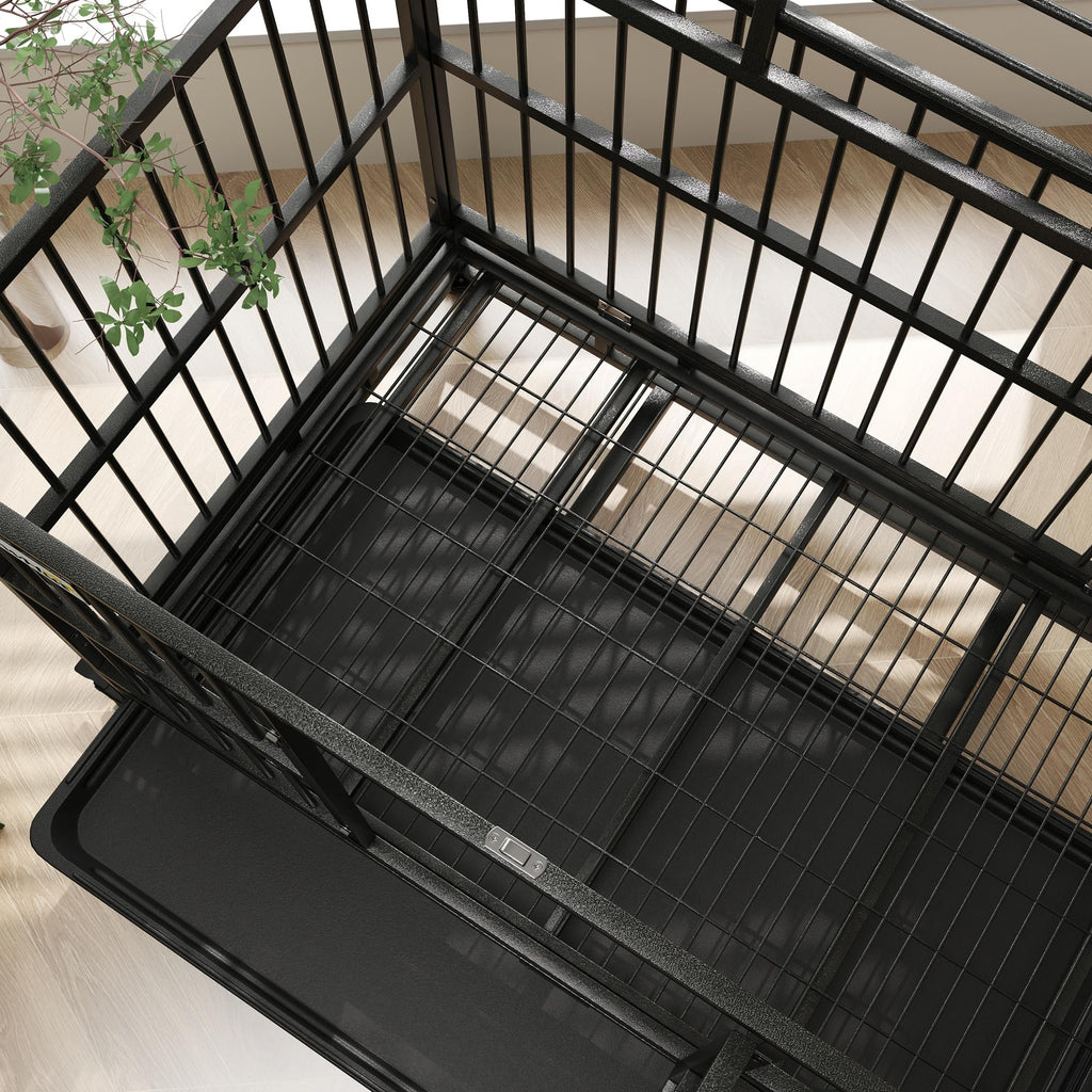 48" Heavy Duty Metal Dog Crate with Lockable Wheels R398871