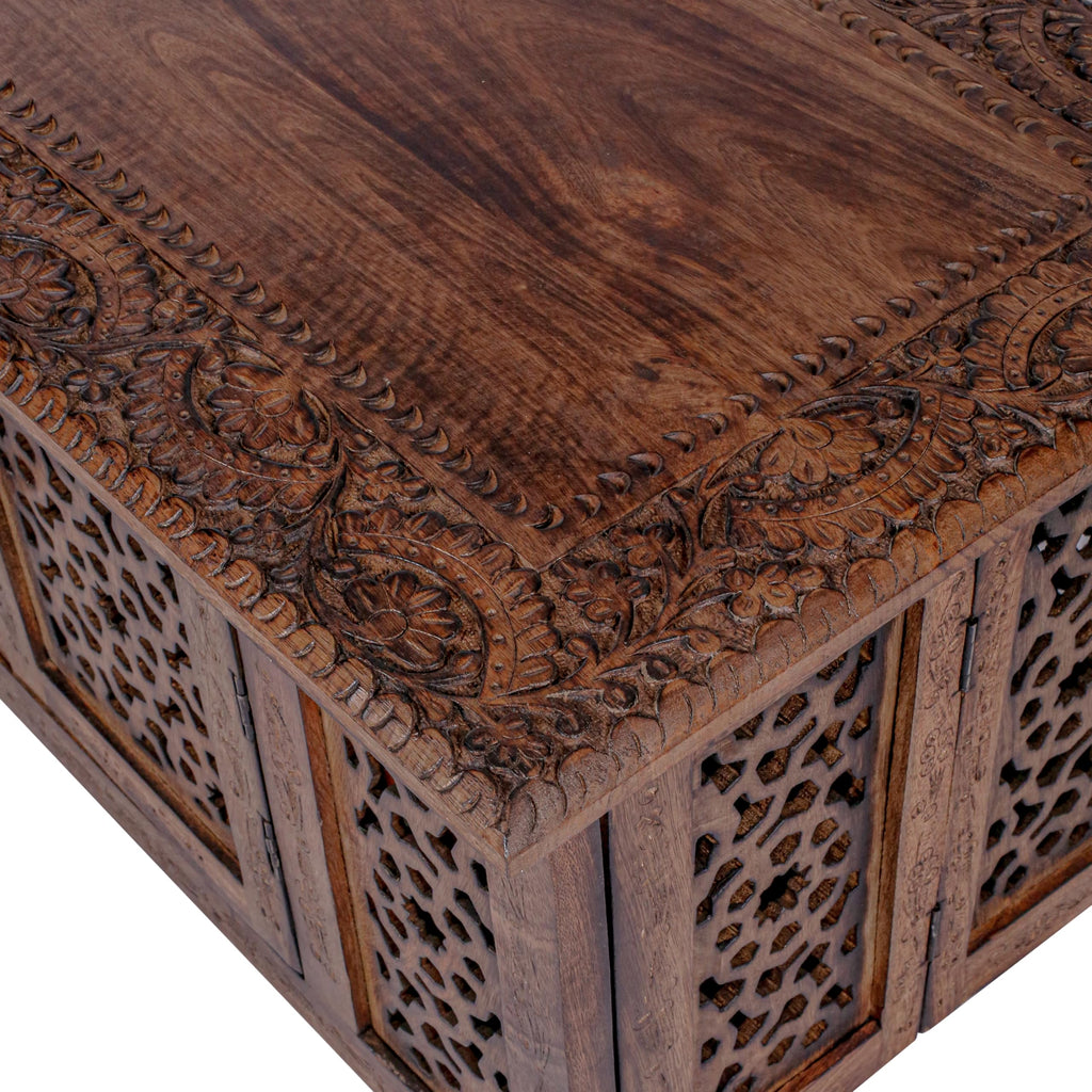 Hand-Carved Mango Wood Coffee Table A423594