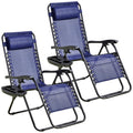 Blue 2-Pack Zero Gravity Lounge Chair with Cup Tray Q4448