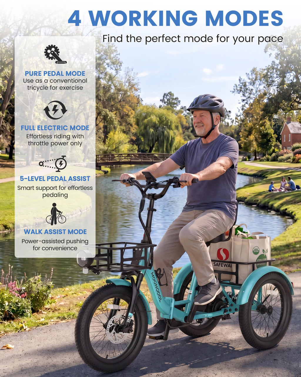 Electric Tricycle for Adults, 500W 20" Fat Tire Folding Trike O29948