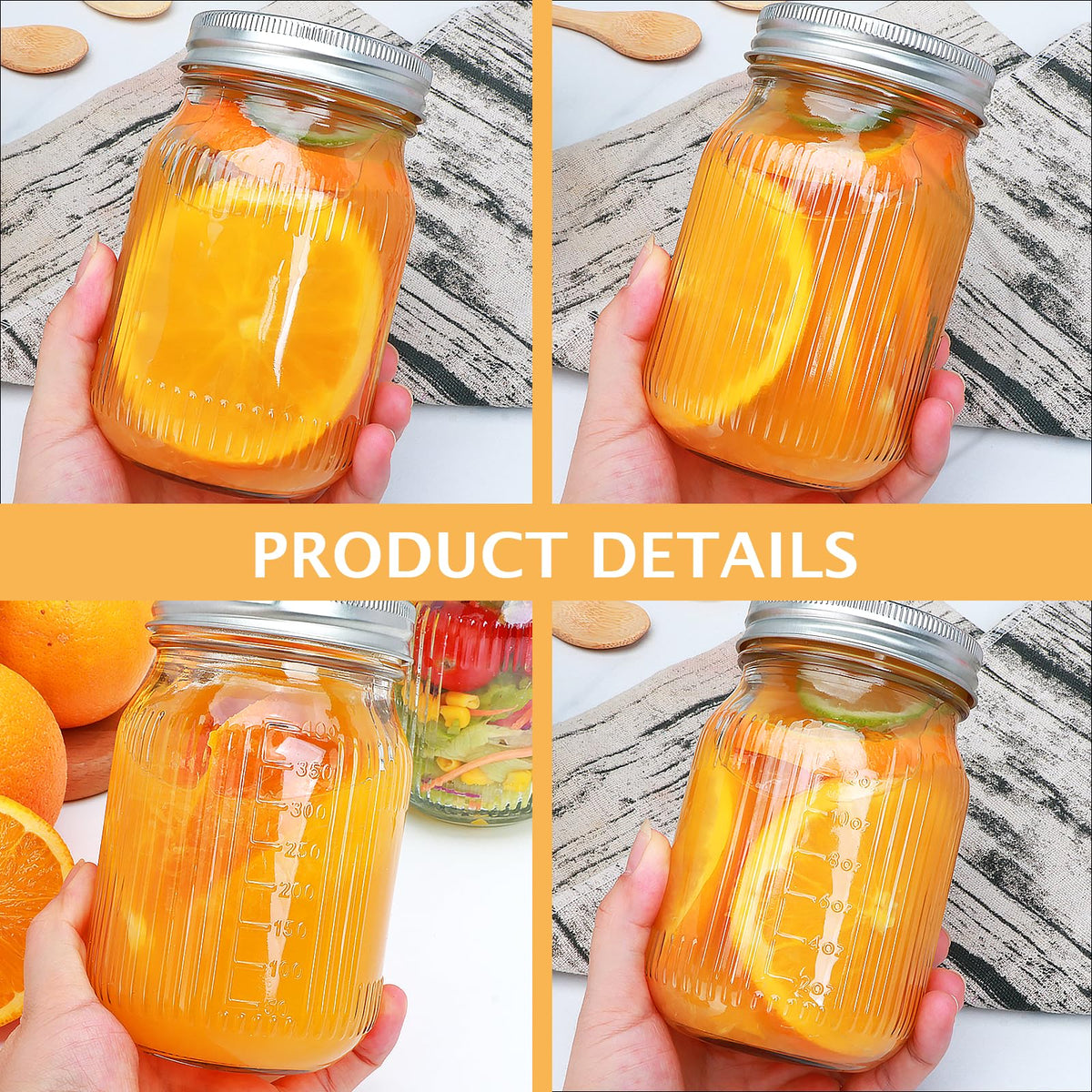 16 Pack 16 oz Mason Jars with Lids L628
